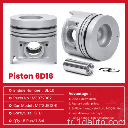 Otomatik Parçalar Mitsubishi 6d16 Motor Pistonu ME072062